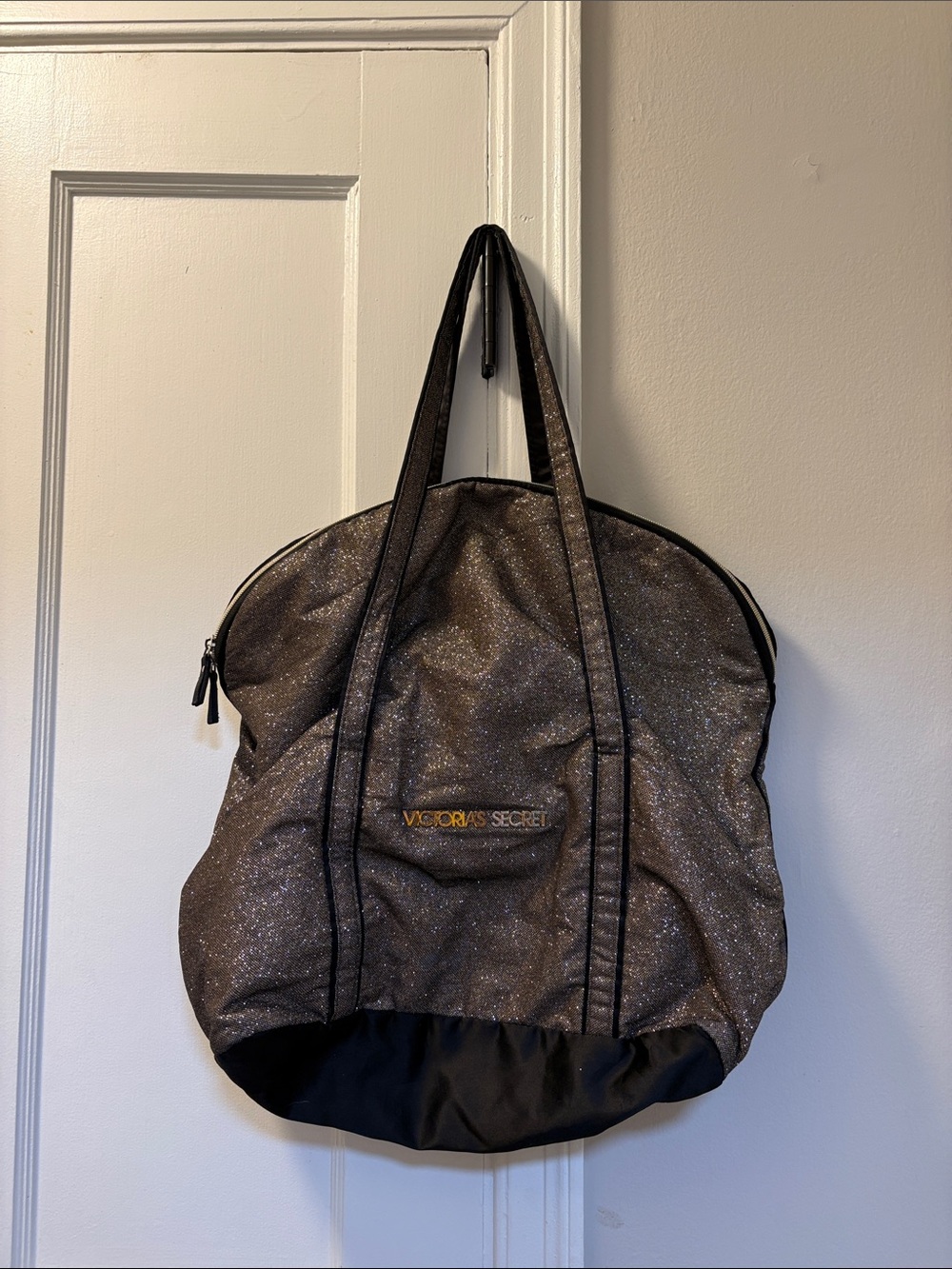 Victoria's Secret Glitter Tote Bag in Black and Gold